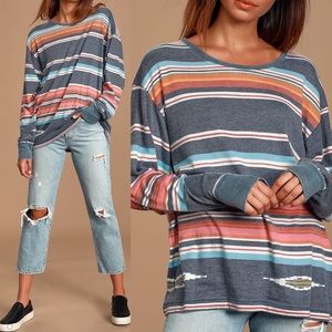 🆕 Free People Washed Striped Long Sleeve Top